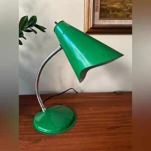 Vintage Green Metal Industrial Goose Neck Desk Lamp